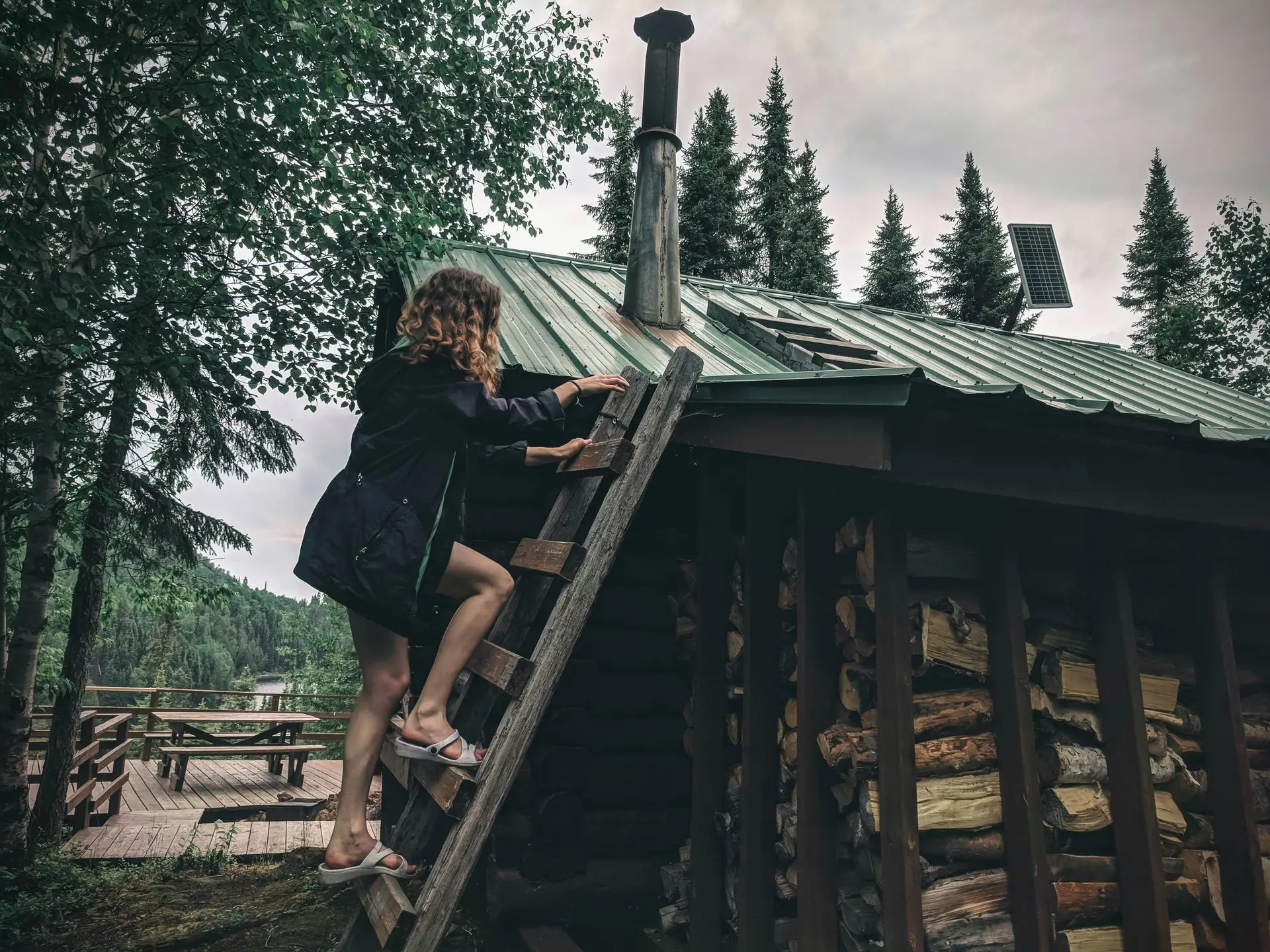 Warm wood craftsmanship and hand-built timber roof structure